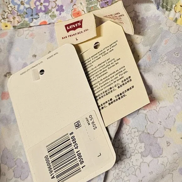 Levi's Spaghetti Strap Floral Romper Women Size l Side Pockets - Picture 7 of 11